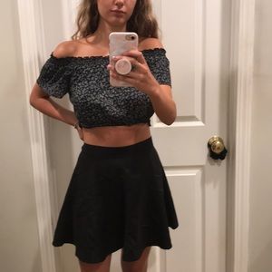 Off the shoulder blue crop top